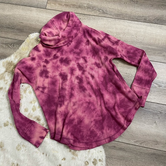 Maeve Anthropologie ainsley waffle knit tie dye turtleneck thermal top - Picture 2 of 5